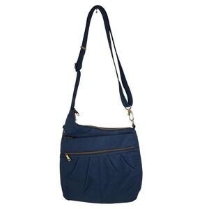 TRAVELON Messenger Crossbody Bag‎ Womens Blue Nylon Anti-Theft Adjustable Strap